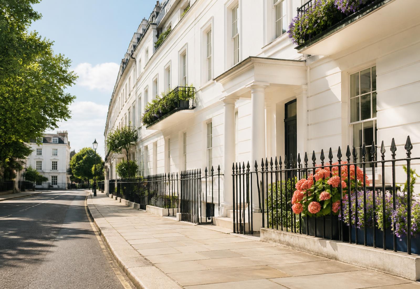 A bright street of premium Georgian townhouses